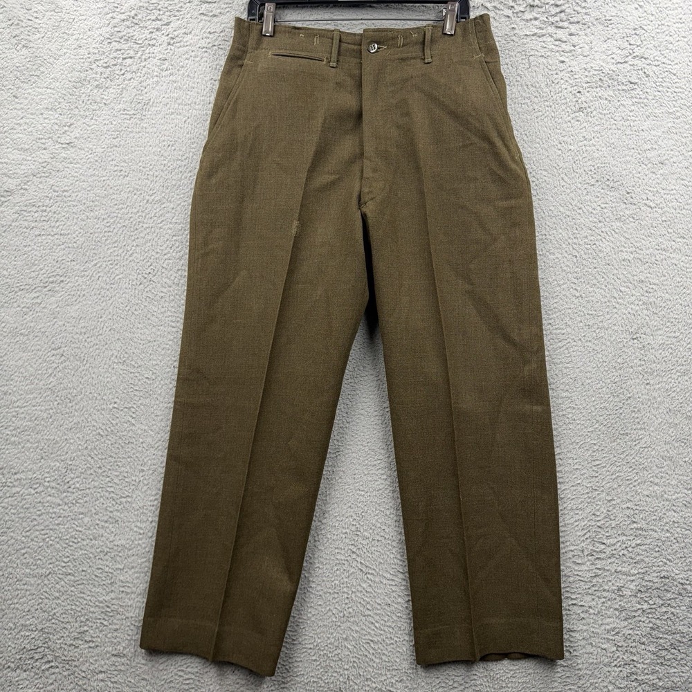 WW2 Army Military Pants Wool Serge Trousers Green Inspector Field Fly MFG 30x28